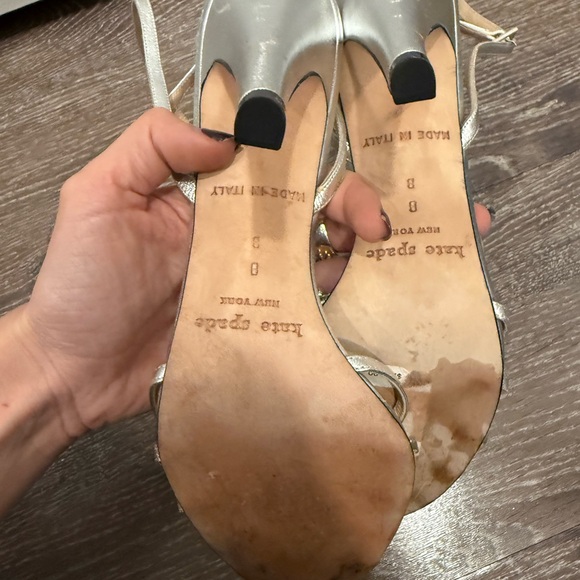 Kate Spade Metallic Silver Heels with Floral Detail - Picture 5 of 5